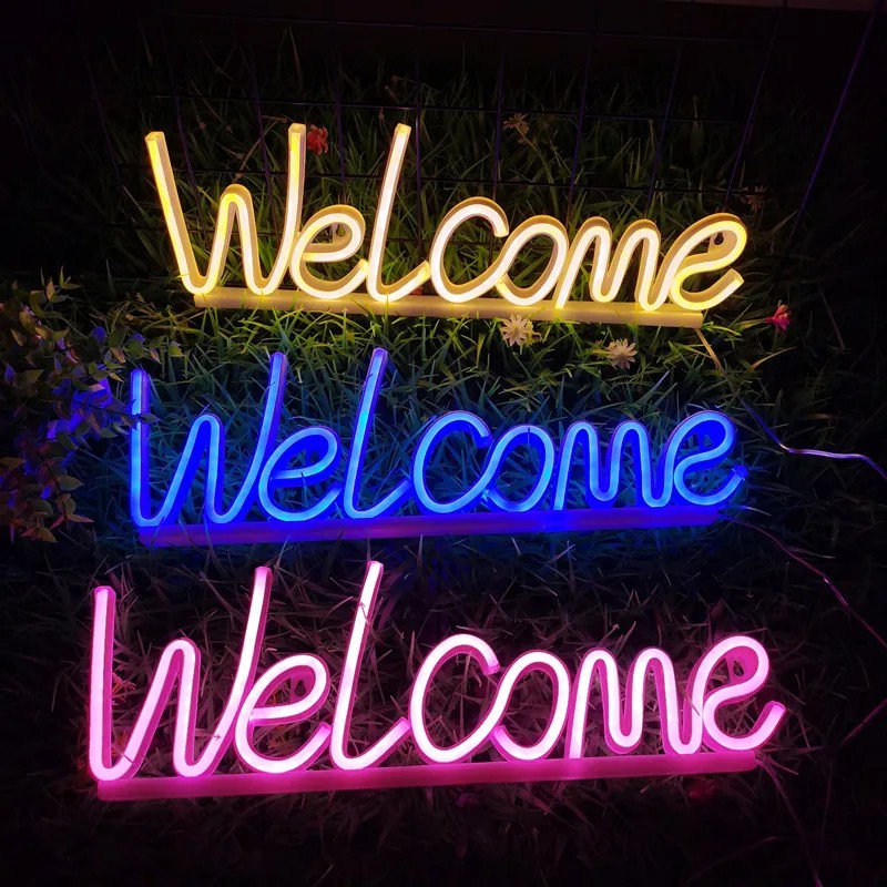 Mirësevini - Reklamim i tabelës neoni LED me ndriçim