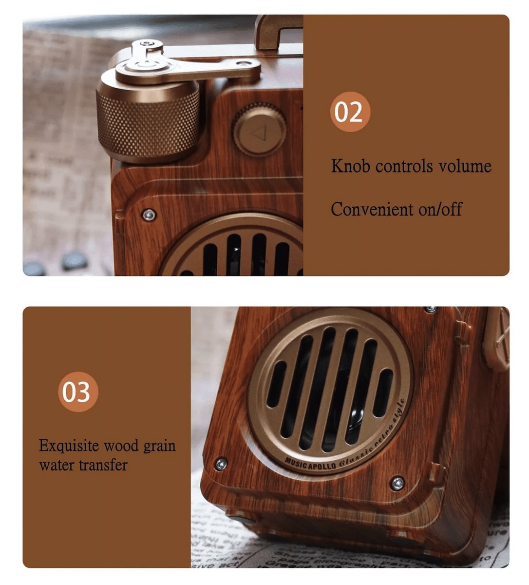 Radio e cilësisë së mirë AM/FM e stilit të vjetër prej druri, retro vintage