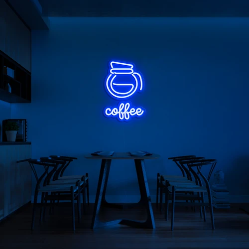 Logo LED 3D neoni në mur KAFE