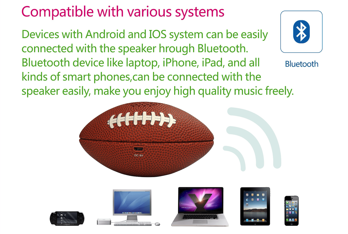 mini altoparlant i topit të futbollit amerikan i lëvizshëm për telefon celular në PC