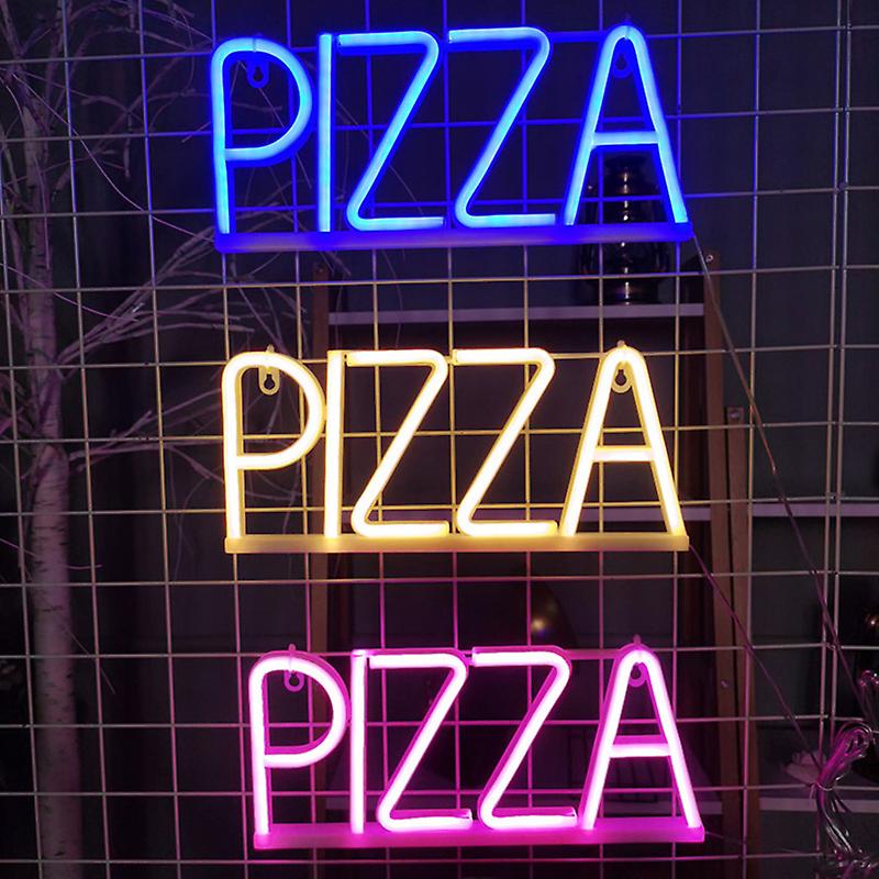 Logo e ndritur e PIZZA-s në mure me neon led