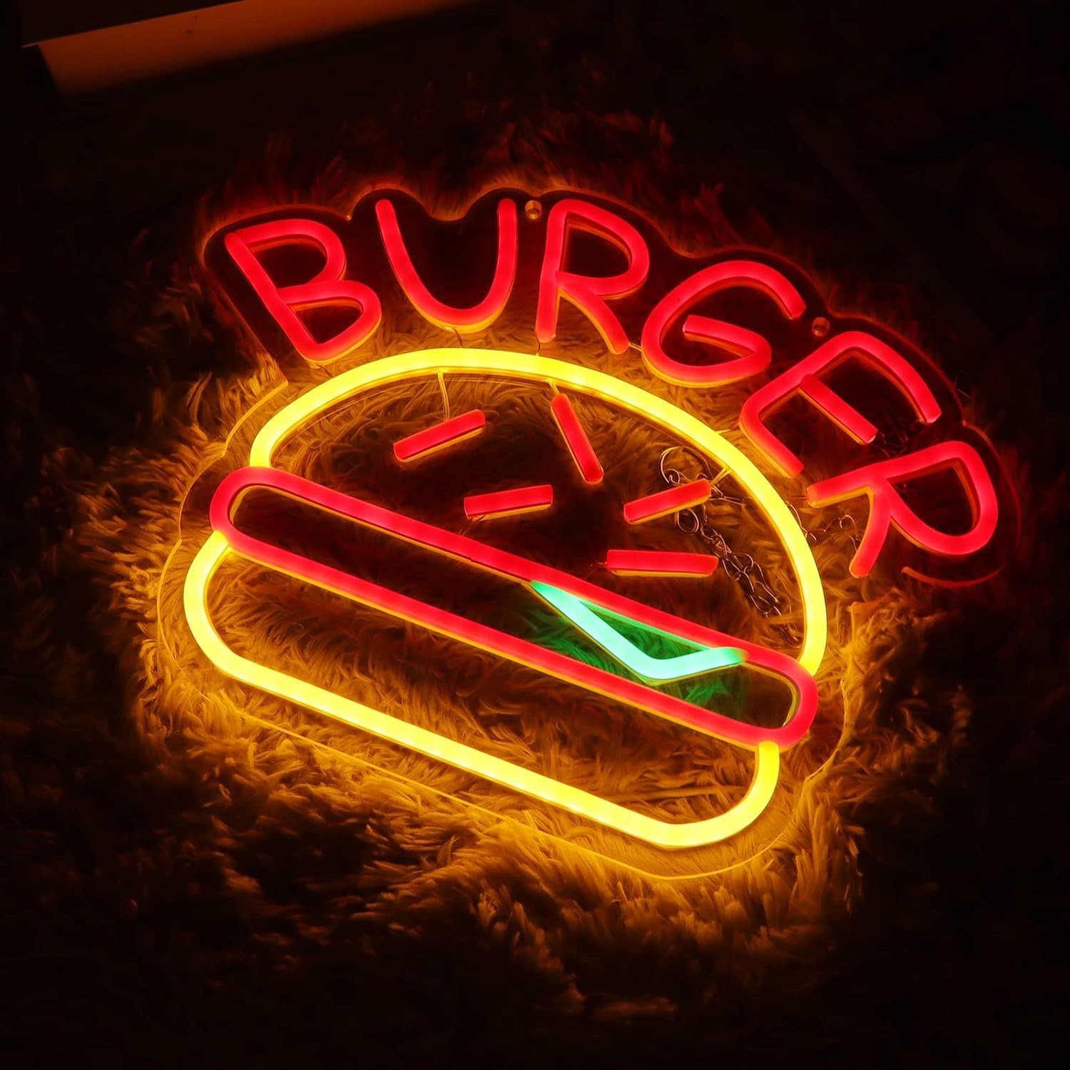 Shenja neoni LED e ndezur e ndriçuar nga Reklamimi Burger